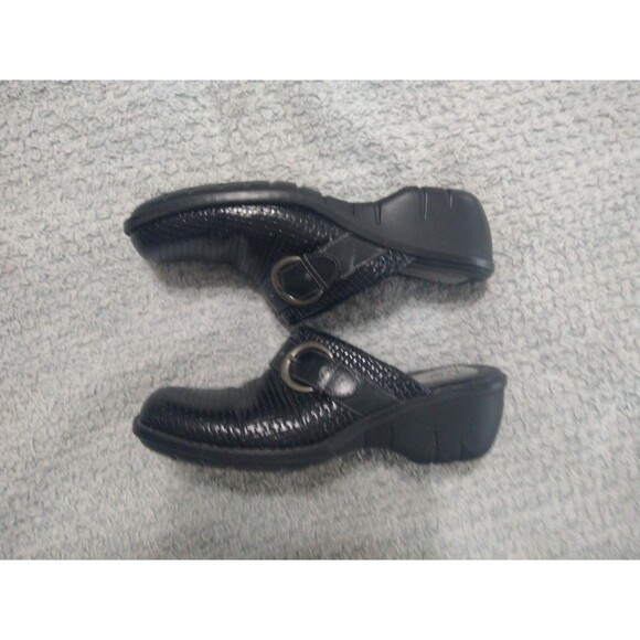 Clarks Leather Weaved Clog Shoes Black Size 9 Classic Comfy - Picture 1 of 10